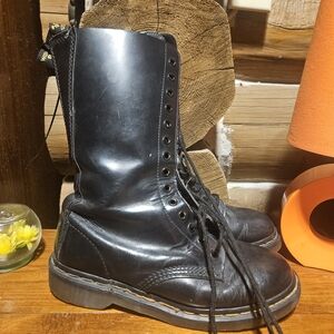 Black Leather Dr.Martens 14 Eye Boots